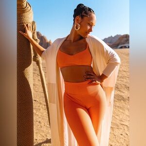 ATHLETA X Alicia Keys ELATION Jewel Orange Ribbed Tights